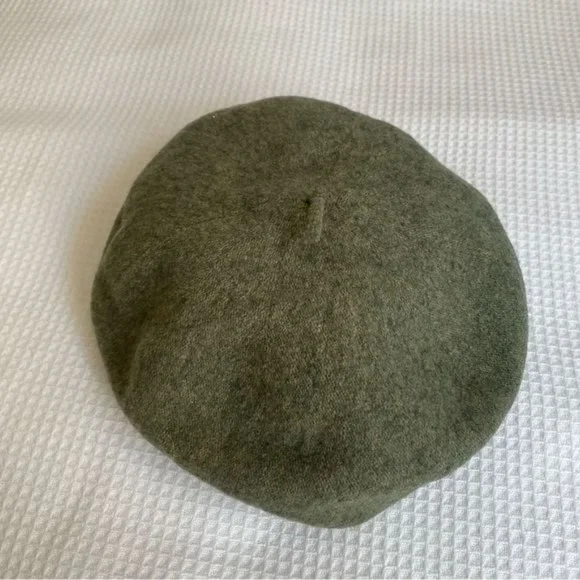 Khaki Olive Green Tweed Texture Beret Military Green Wool Beret, Women main image 2
